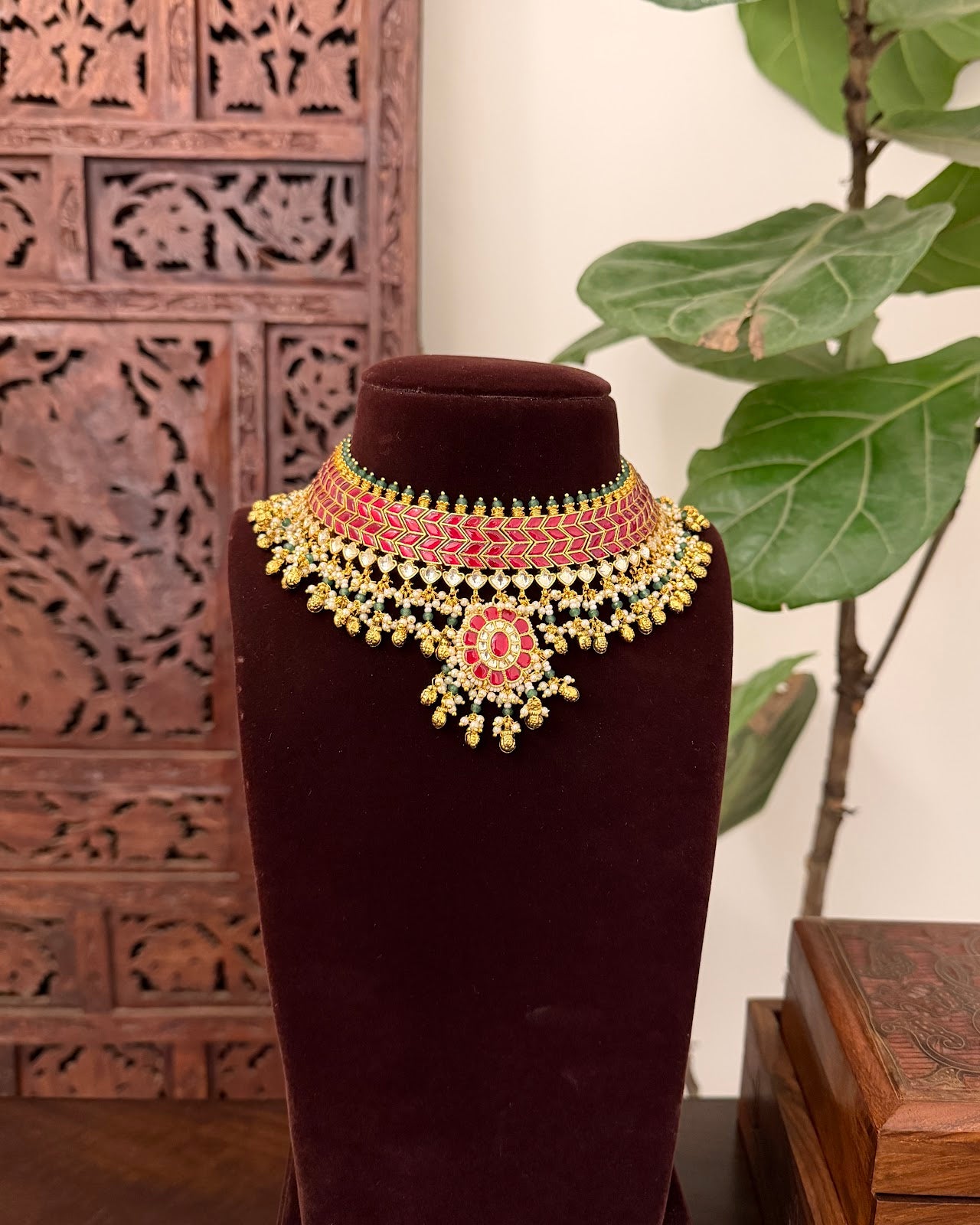 Statement Kundan Goldplated Necklace with Earrings | Handmade Gold Plated | NC772