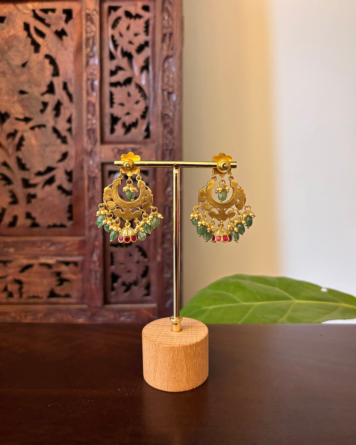 Floral Bloom Jadau Kundan Jhumkas | Handmade Gold Plated | ER486