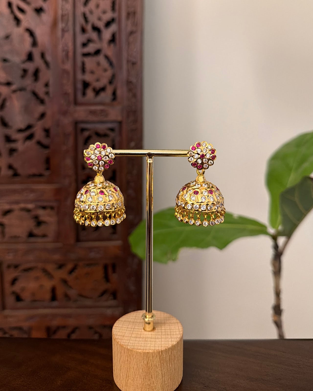 Vintage Impon Jhumkas | Handmade Gold Tone | ER460
