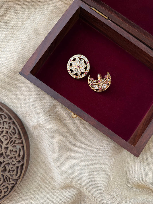 Jadau Kundan Sun & Moon Hair Accessory – Gold Plated | HA420