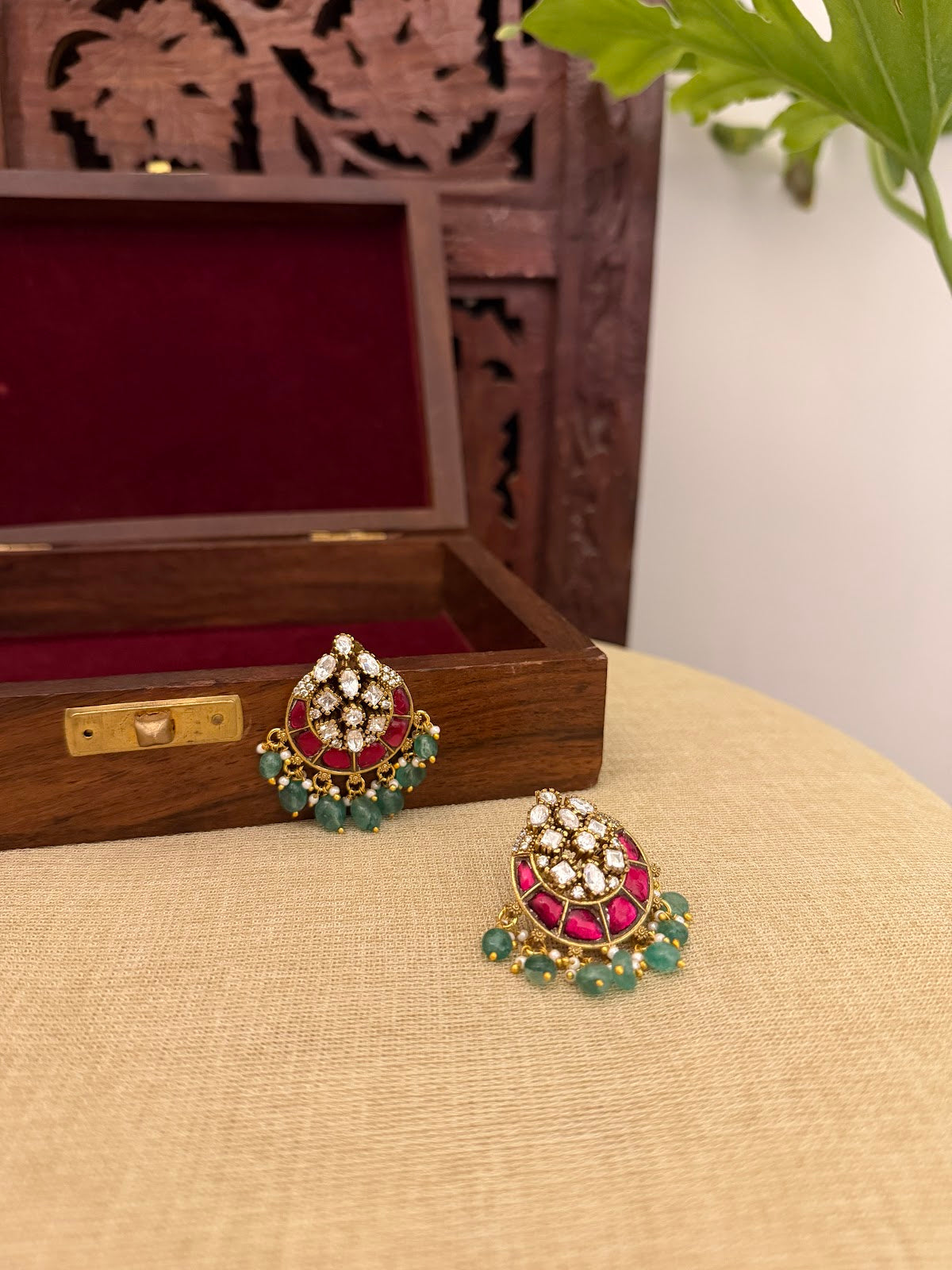 Multicolor Floral Jadau Kundan Jhumkas | ER415