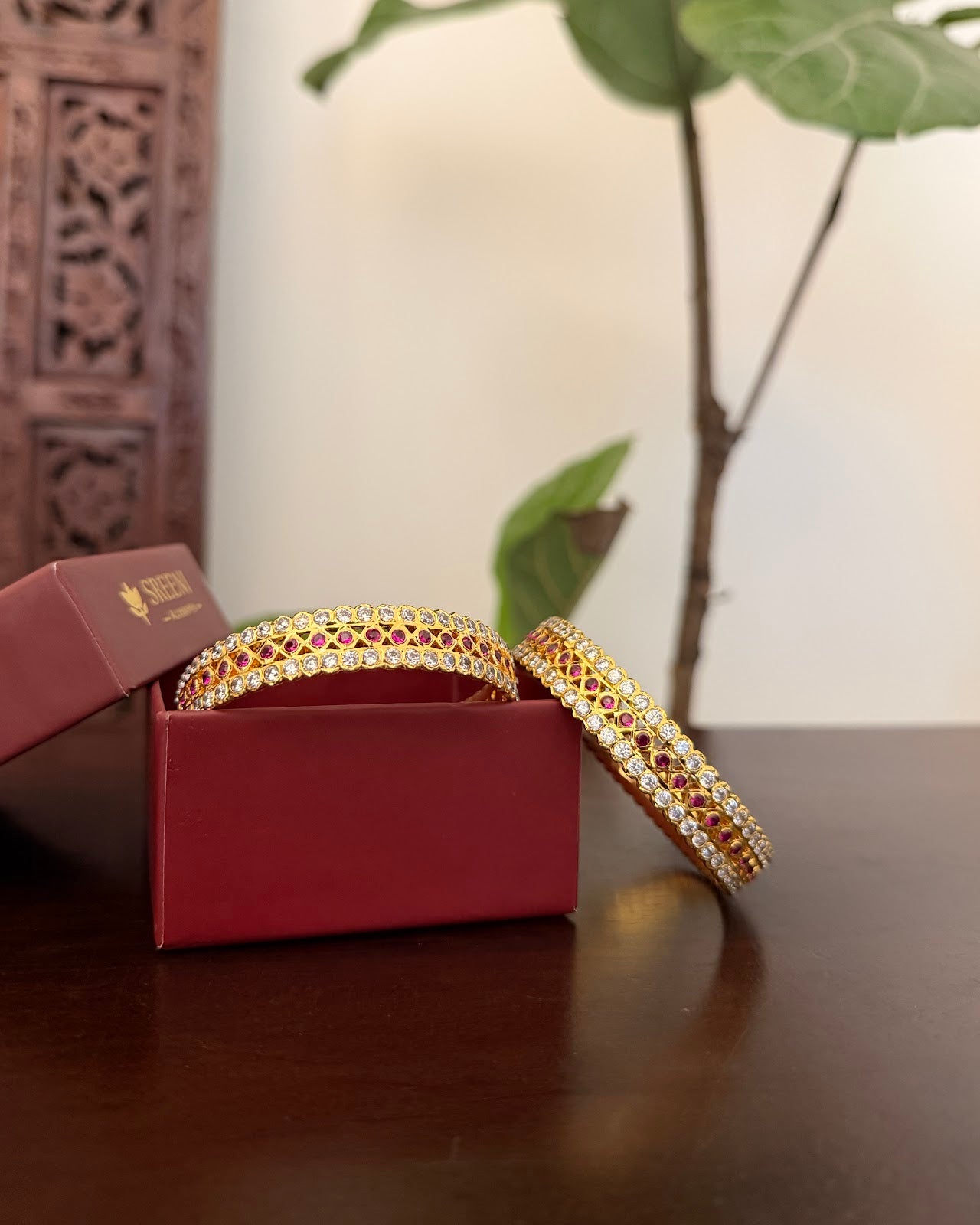 Vintage Impon Bangles | Pink & White | Handmade Gold Tone | BA133 | BA134 | BA135