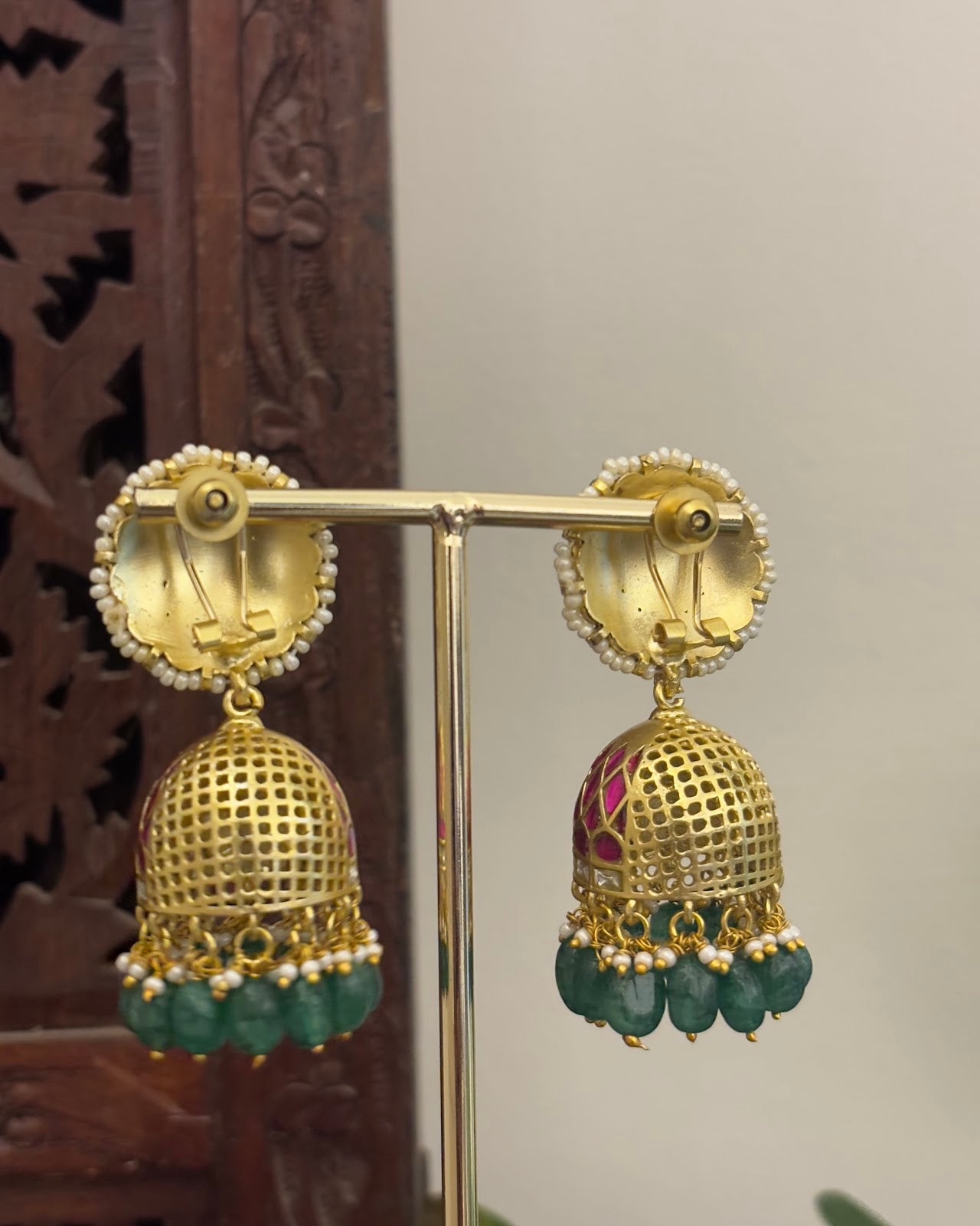Multicolor Floral Jadau Kundan Jhumkas ER399