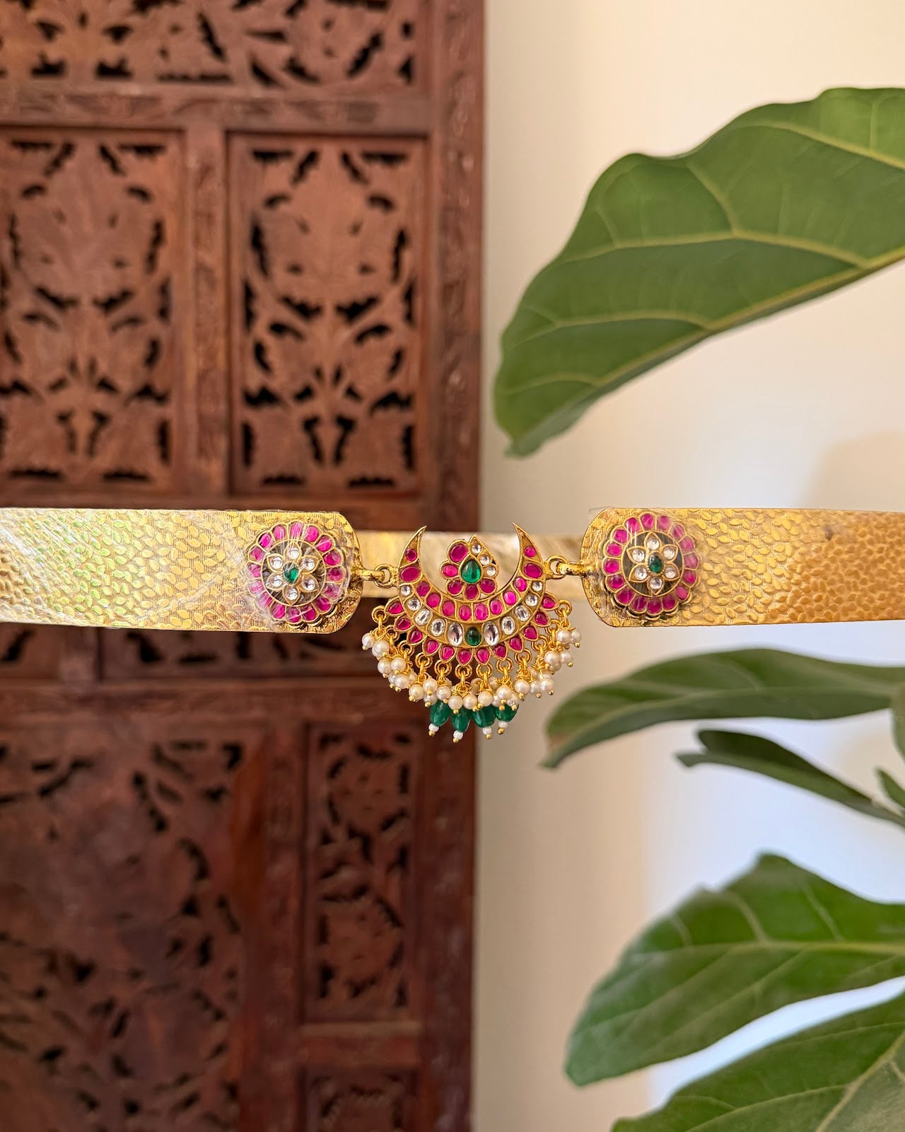 Jadau Kundan Minimal Moon Hipbelt | Handmade Gold Plated | WB047