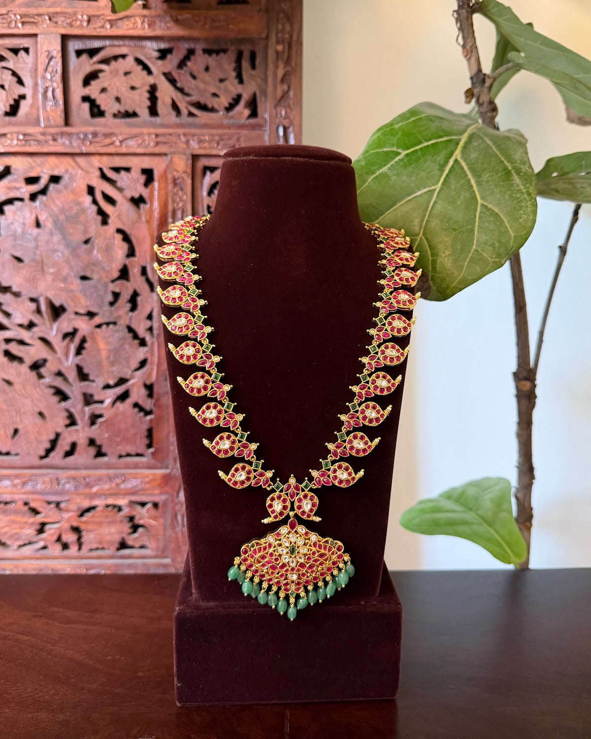 2 in 1 Jadau Kundan Mango Haram with Earrings | Handmade | NC883