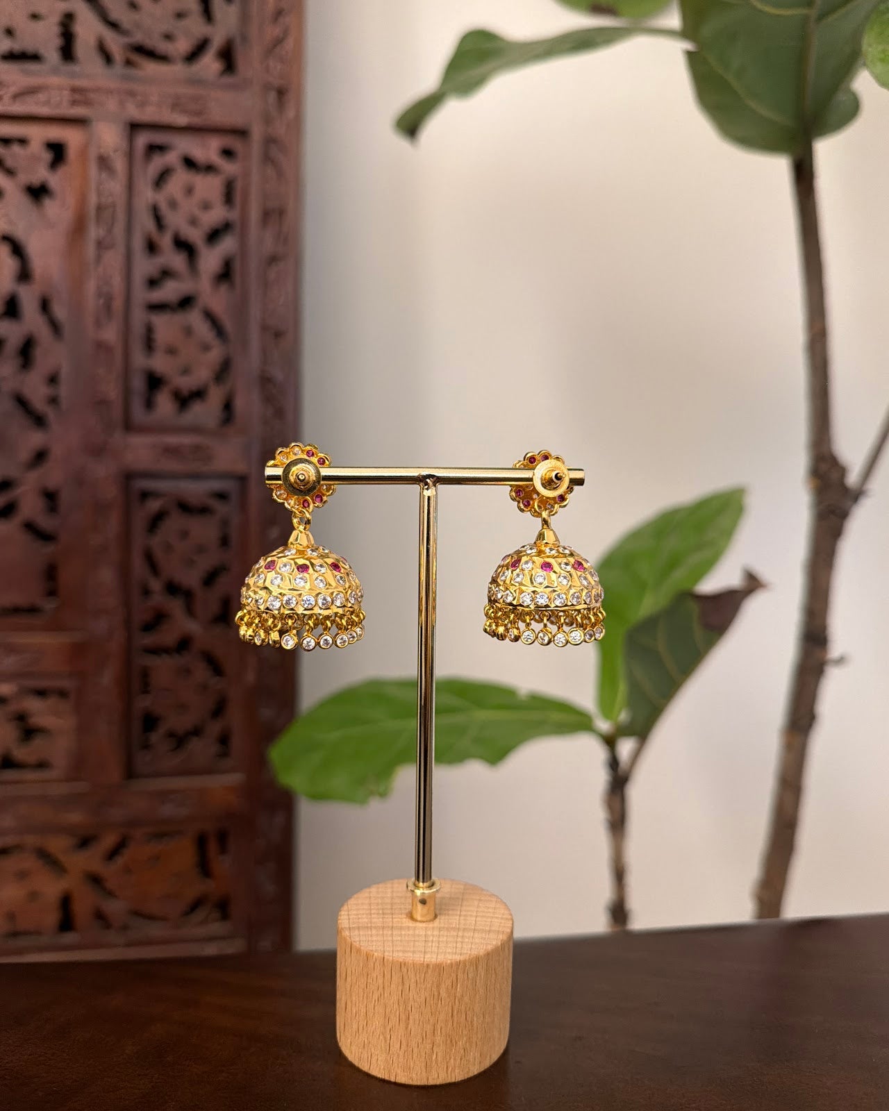 Vintage Impon Jhumkas | Handmade Gold Tone | ER460