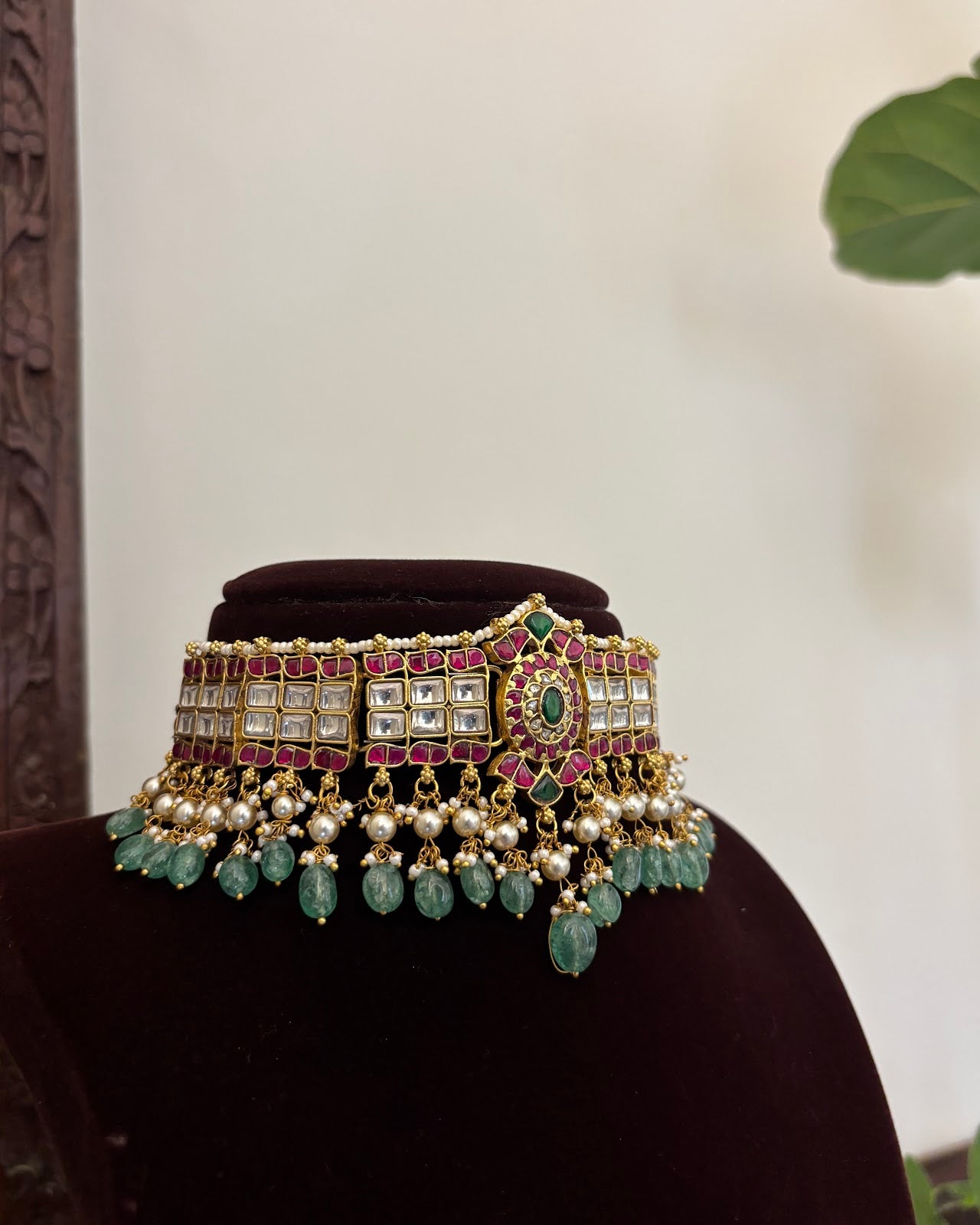 Jadau Kundan Statement Choker Necklace Ruby