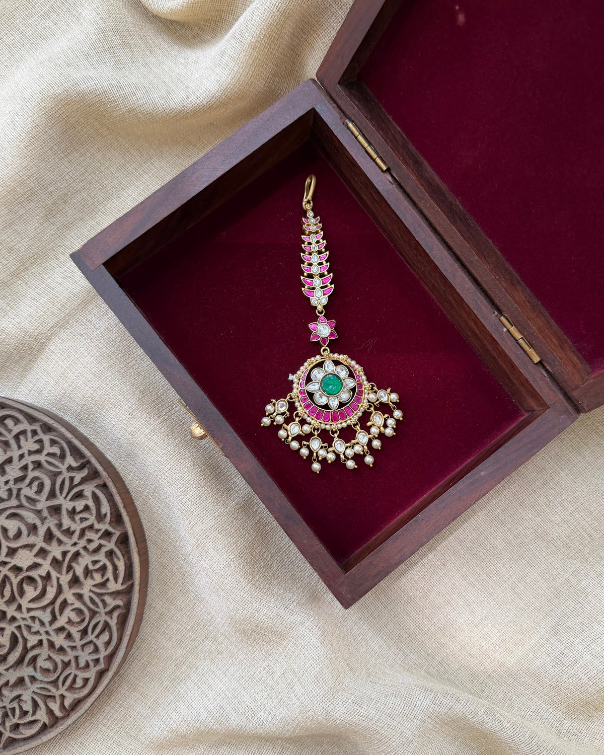 Stunning Jadau Kundan Maang Tikka | Handmade Gold Plated | MT374