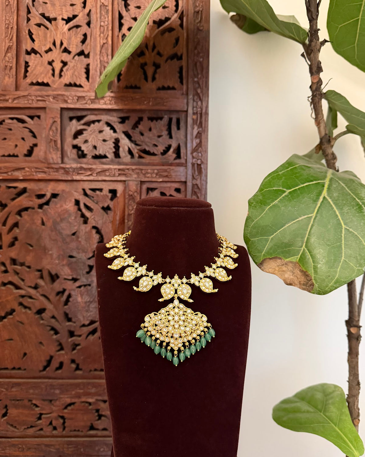 2 in 1 Short Jadau Kundan Mango Haram with Earrings | Handmade | NC884