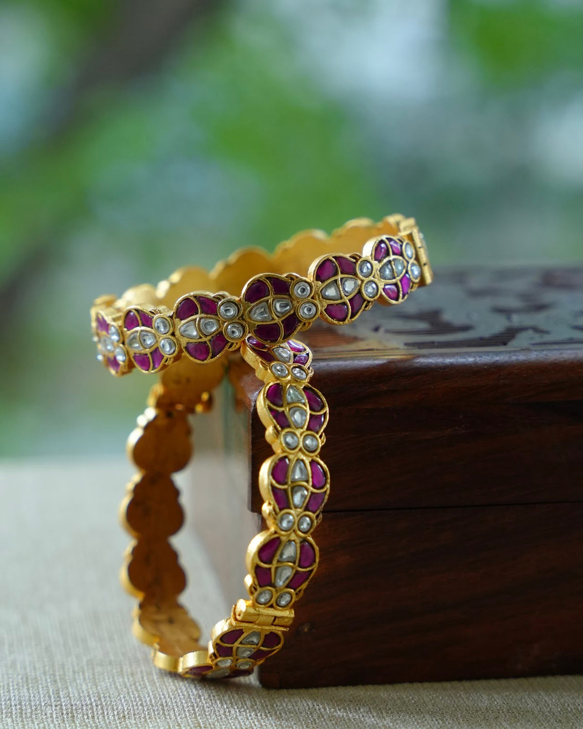 Jadau Kundan Ruby & White Kada Bangle | BA160 | BA161 | BA162