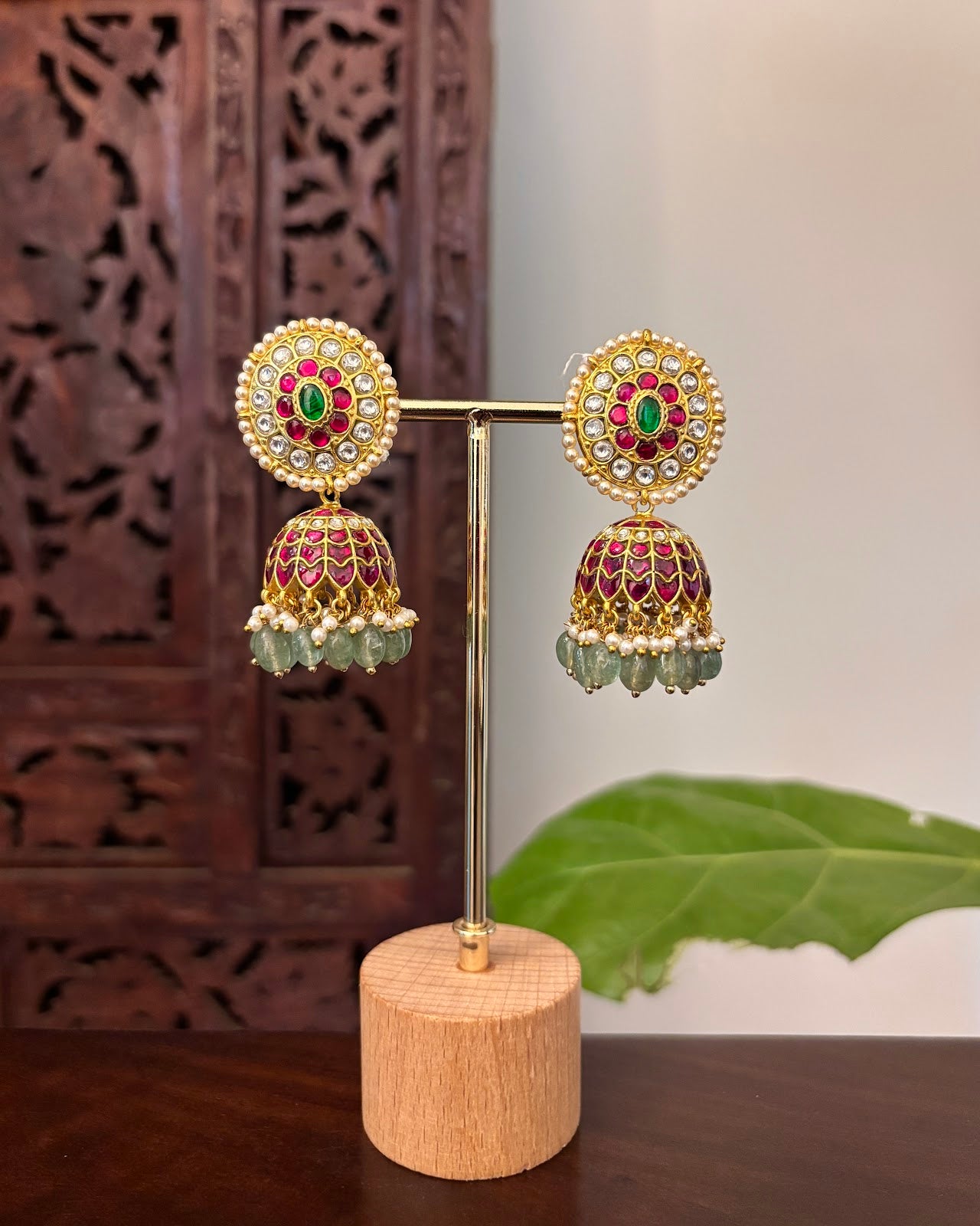 Royal Bloom Jadau Jhumkas | Handmade Gold Plated | ER475
