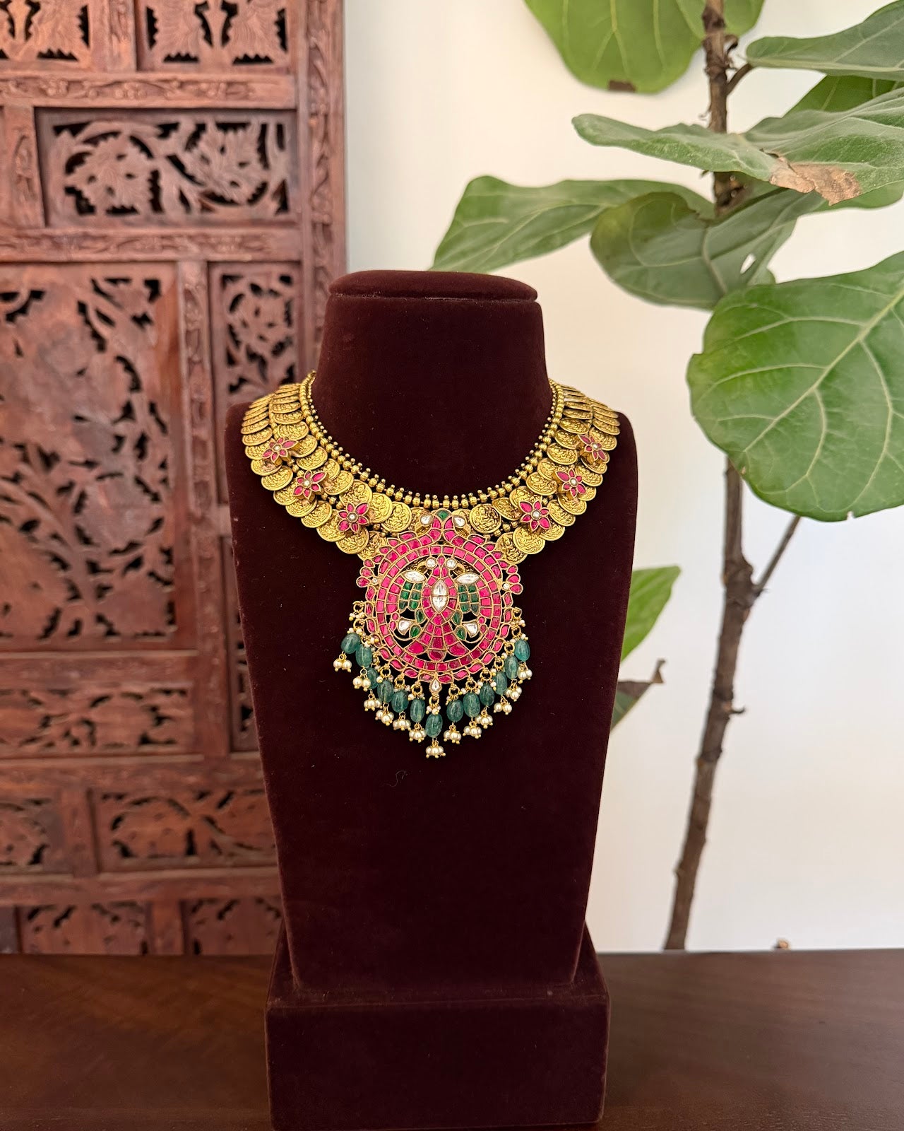 Royal Gandaberunda Jadau Kundan Necklace | Handmade Gold Plated | NC829