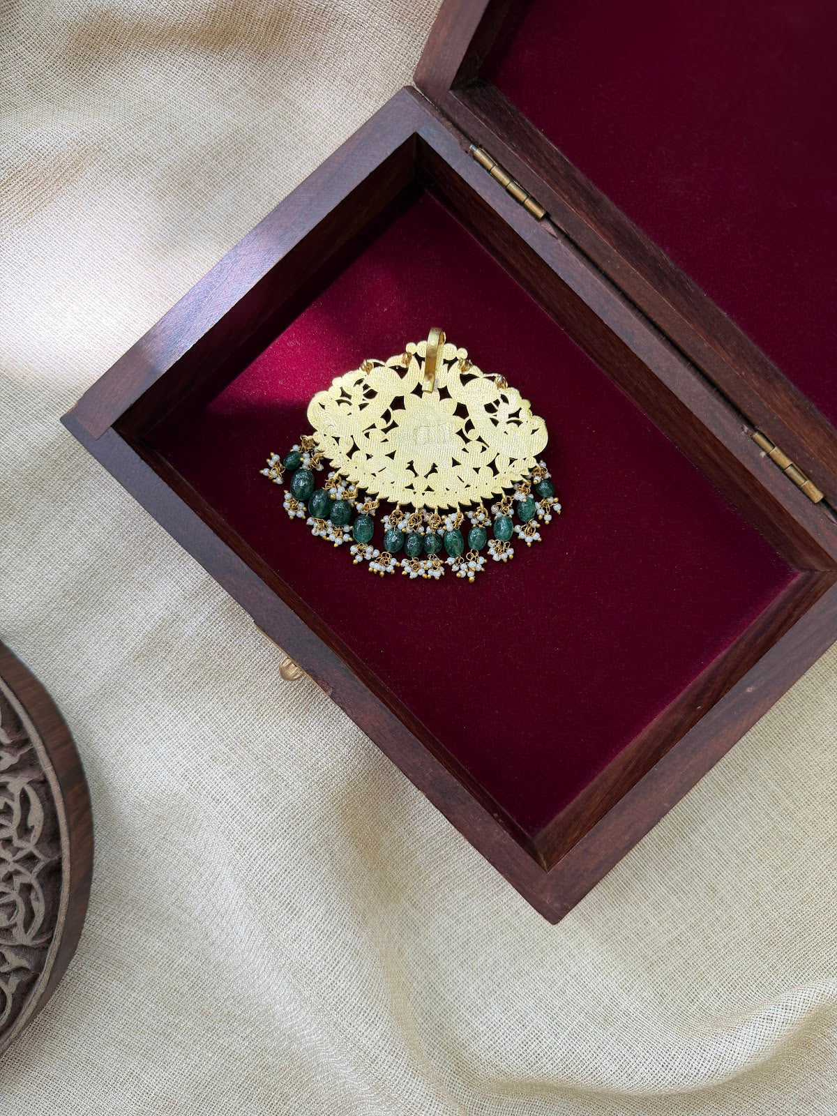 Royal Multicolour Peacock Kundan Pendant | Jadau Floral Design with Pearl Drop | Handmade Gold Plated | HA397