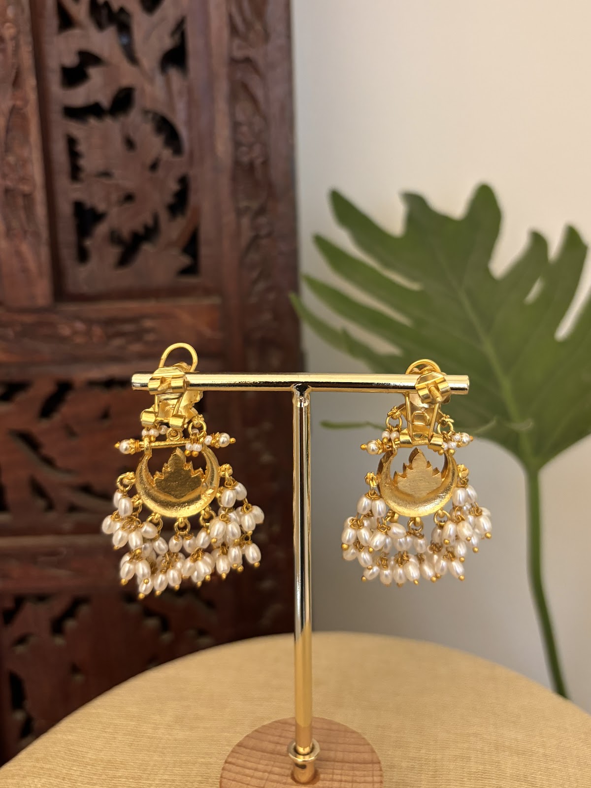 Floral Jadau Kundan Jhumkas With Pearl Hanging | Multicolour | Handmade Gold Plated | ER438