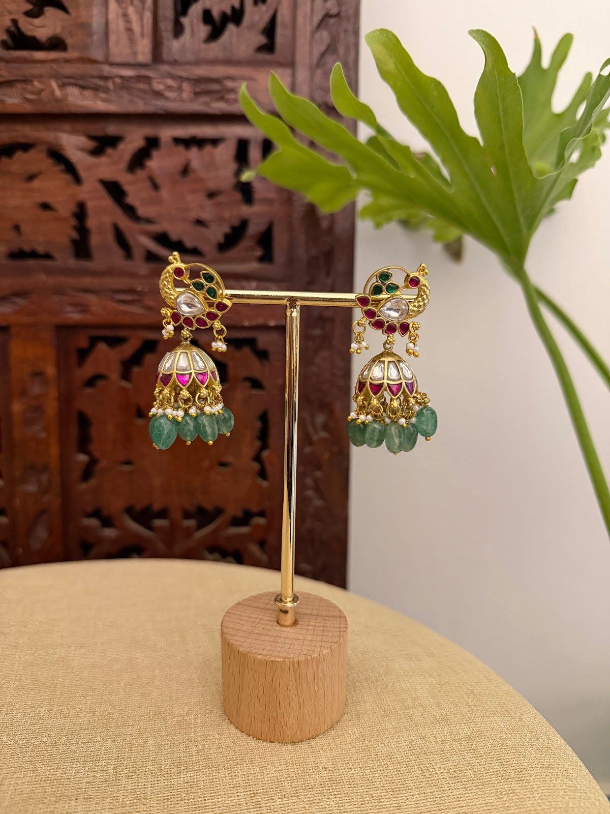 Multicolor Floral Jadau Kundan Jhumkas | ER409