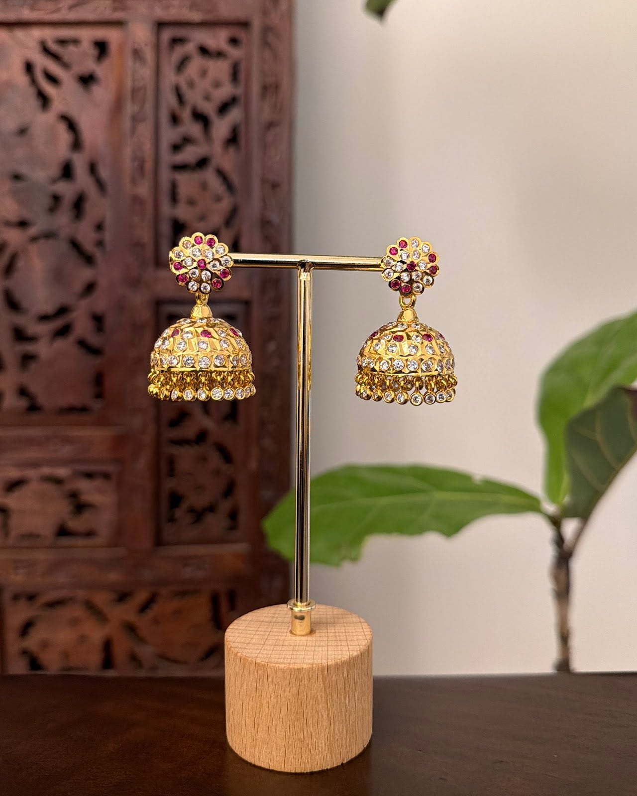 Vintage Impon Jhumkas | Handmade Gold Tone | ER460