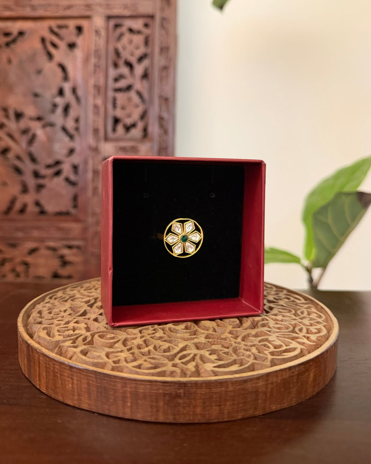 Jadau Kundan Adjustable Rings| White | RG011