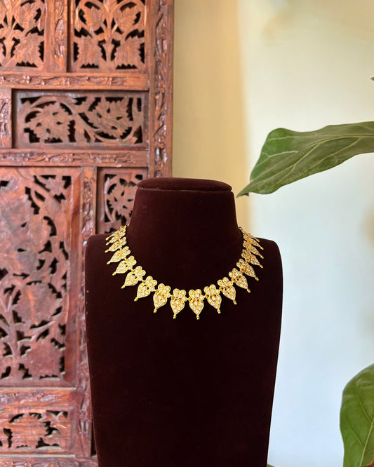 Classic Floral Motif Attigai | Handmade Gold Tone | NC865