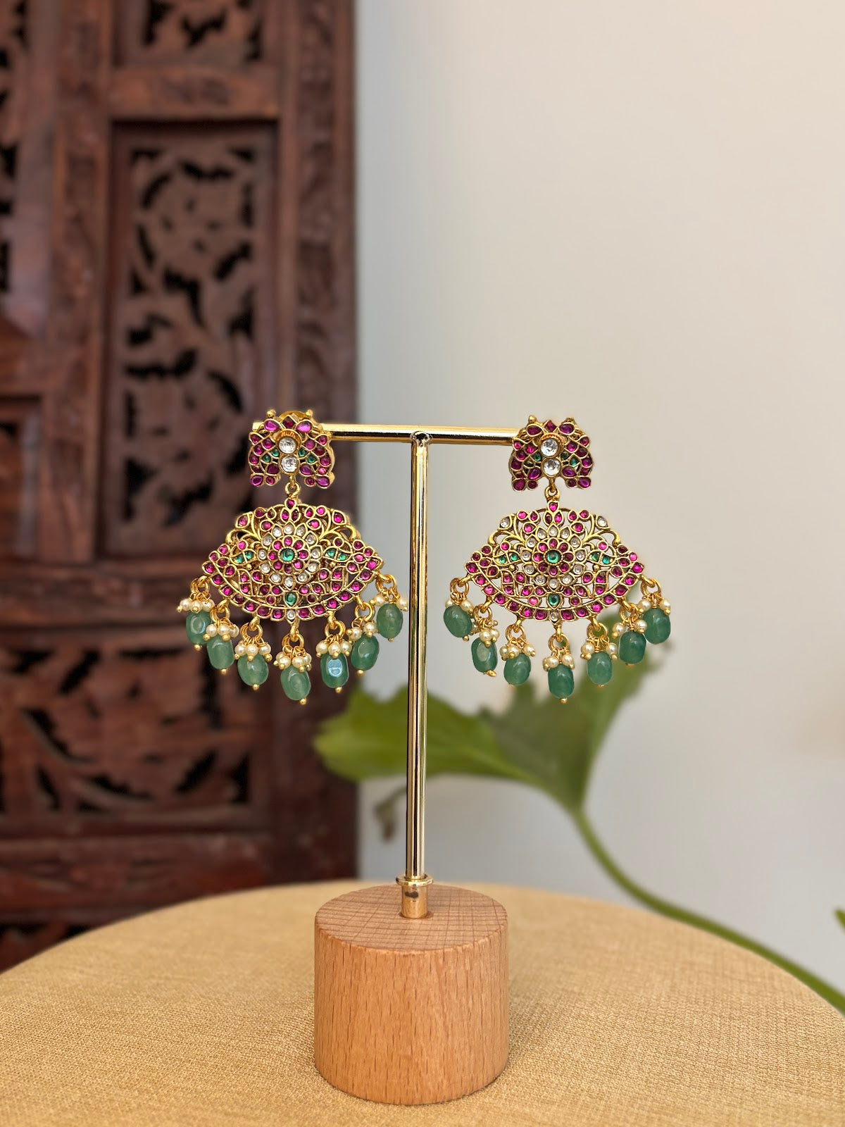 2 in 1 Floral Kundan Statement Earrings | Handmade Gold Plated | ER432