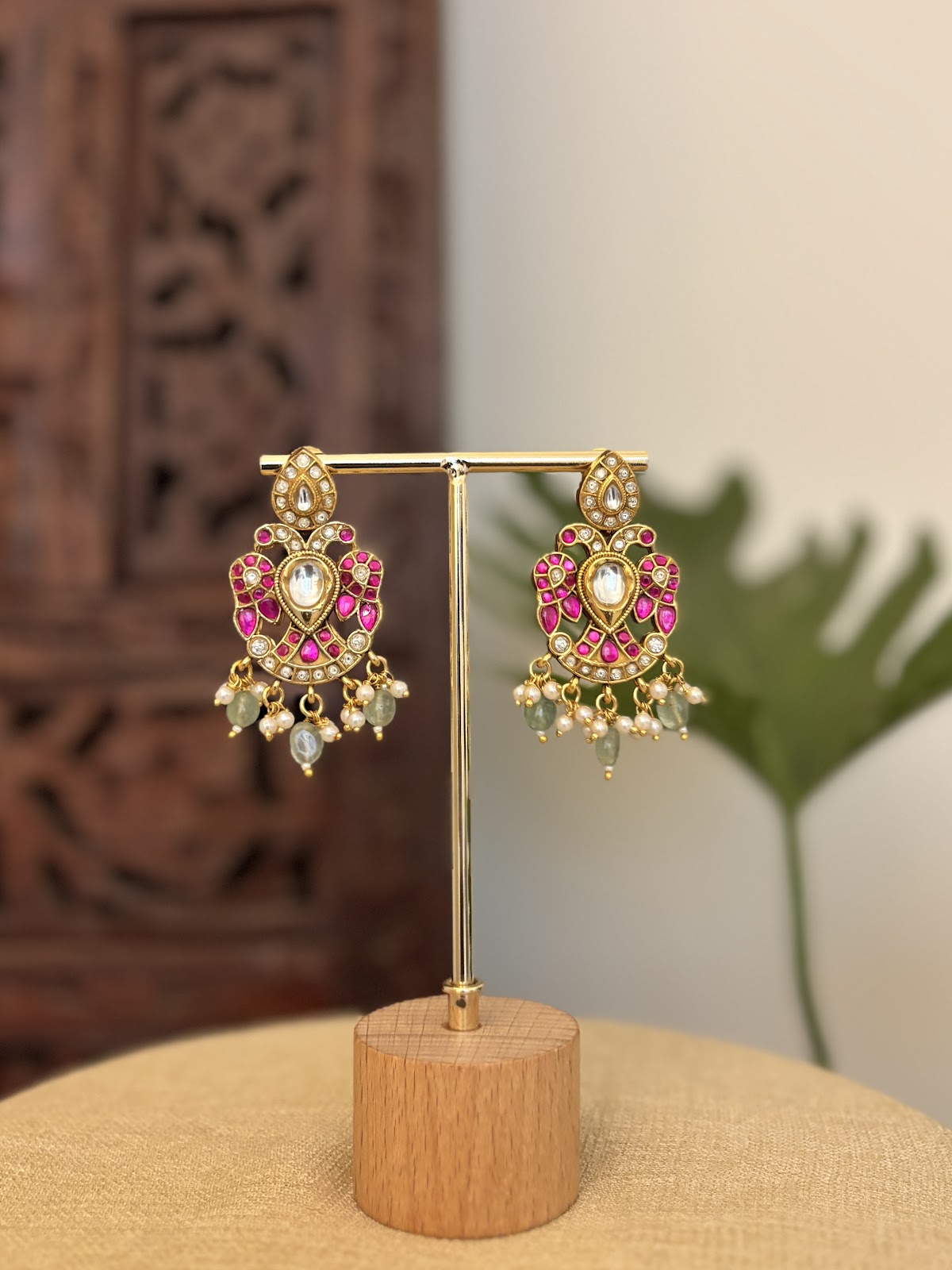 2 in 1 Gandaberunda Statement Earrings | Handmade Gold Plated | ER437