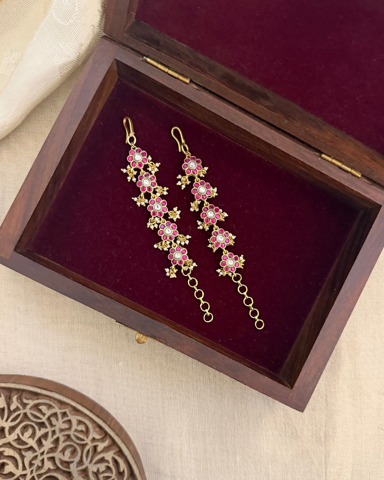 Kundan Impon Straight Ear Chain EC196