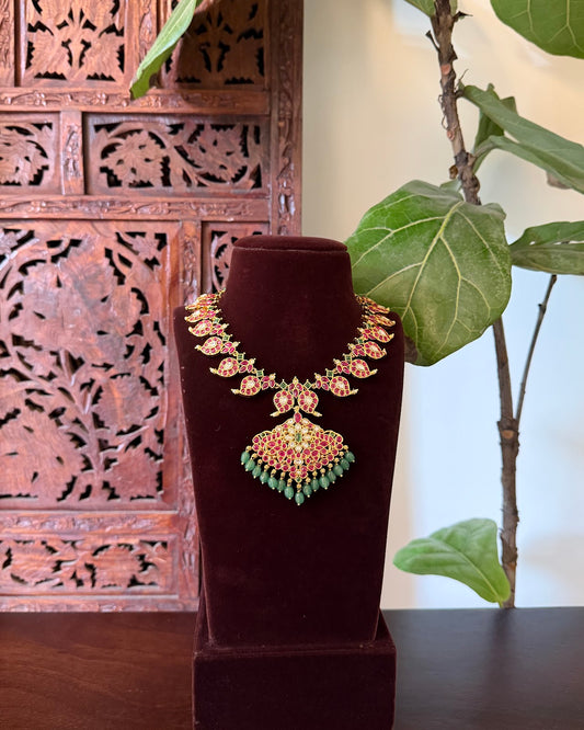 2 in 1 Short Jadau Kundan Mango Haram with Earrings | Handmade | NC884