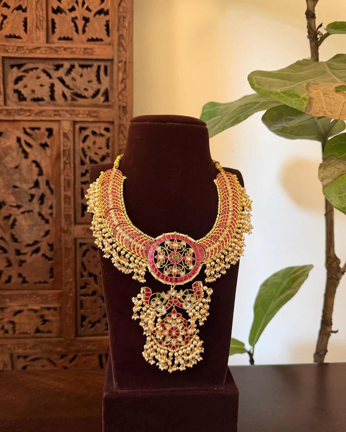Jadau Kundan Guttapusalu Kanti Necklace | Handmade Gold Plated | NC881