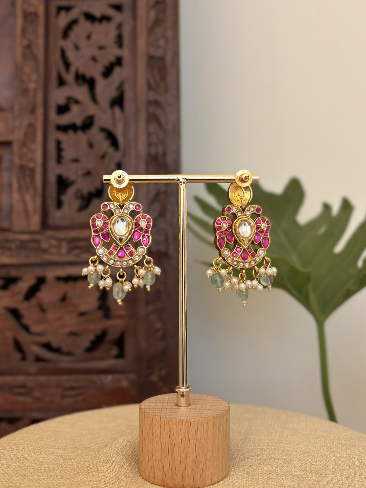 2 in 1 Gandaberunda Statement Earrings | Handmade Gold Plated | ER437