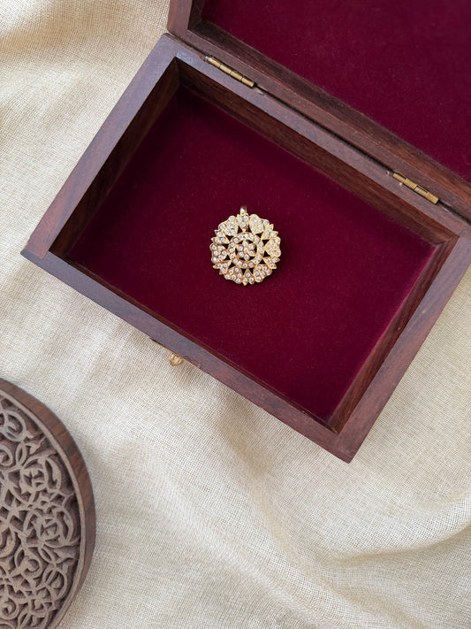 Elegant White Impon Hair Pendant | Handmade Gold Plated | HA406