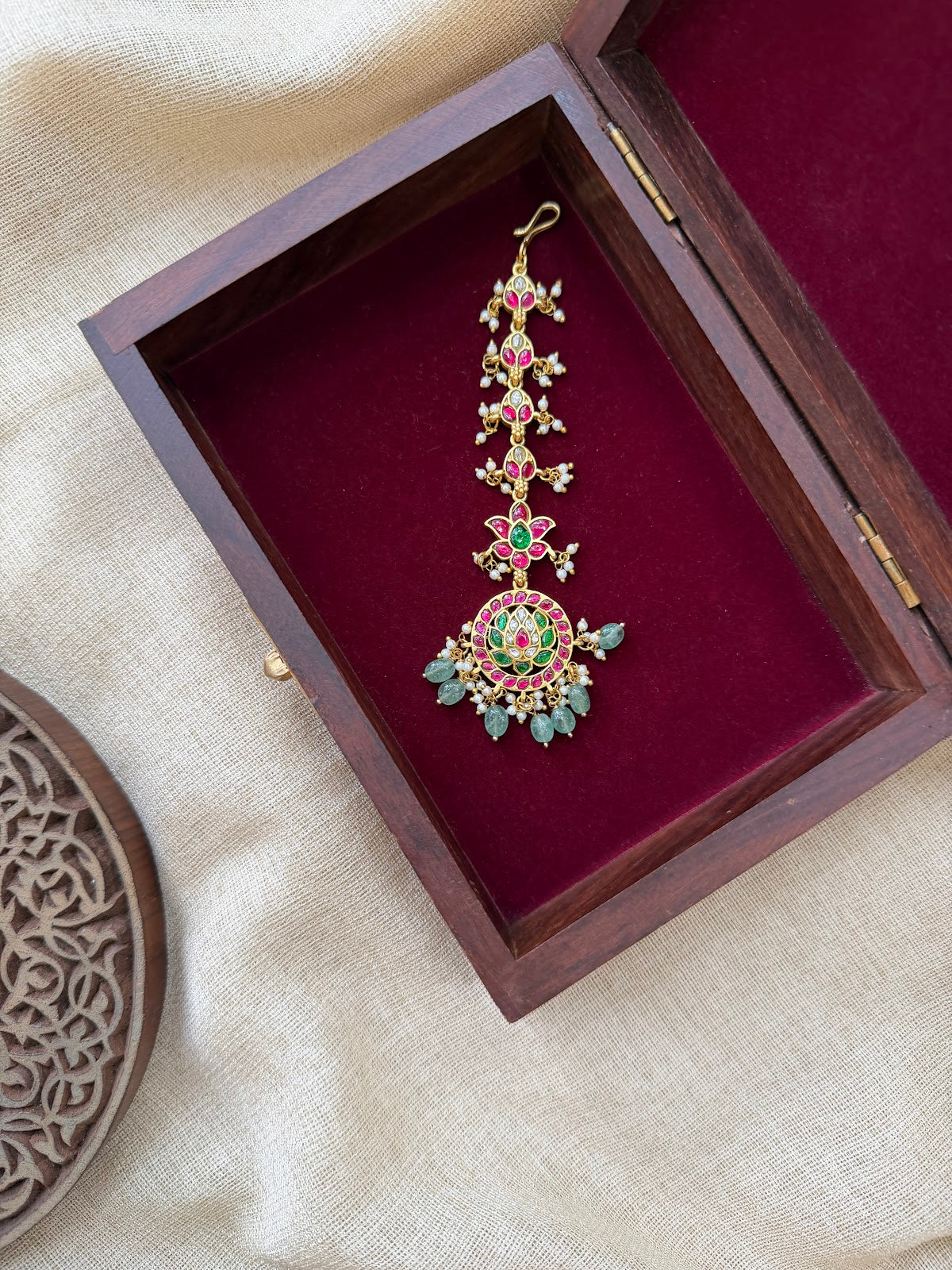 Traditional Jadau Kundan Maang Tikka | Handmade Gold Plated | MT367