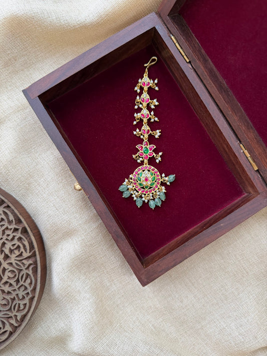 Traditional Jadau Kundan Maang Tikka | Handmade Gold Plated | MT367