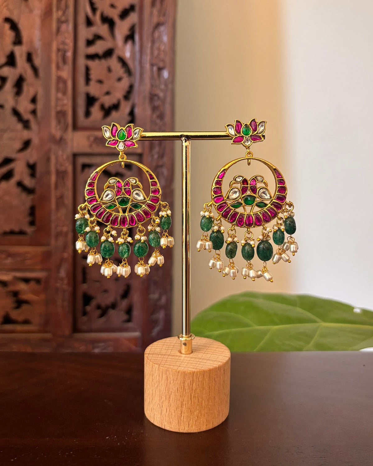 Lotus Floral Jadau Kundan Jhumkas | Handmade Gold Plated | ER480
