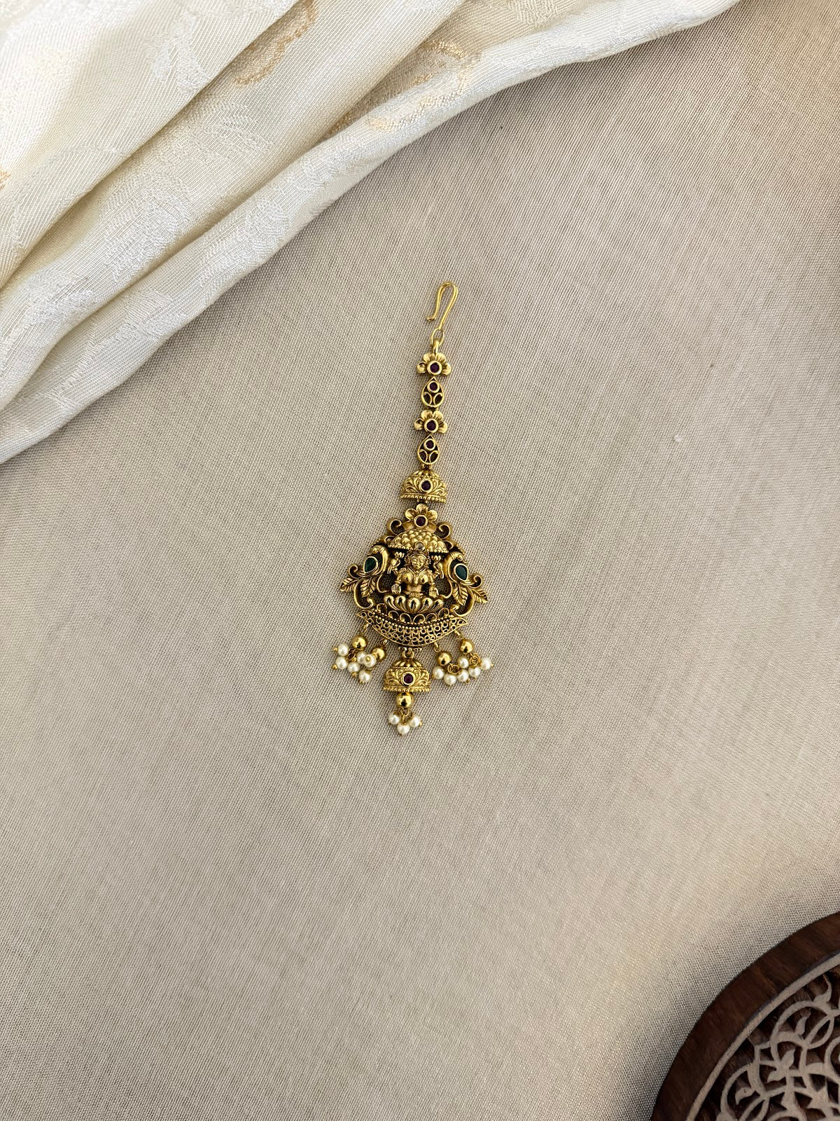 Antique Lakshmi Maang Tikka Ruby Green | MT336