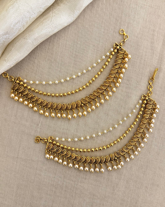 Antique Pearl Three Layer Gold Ear Chain EC207