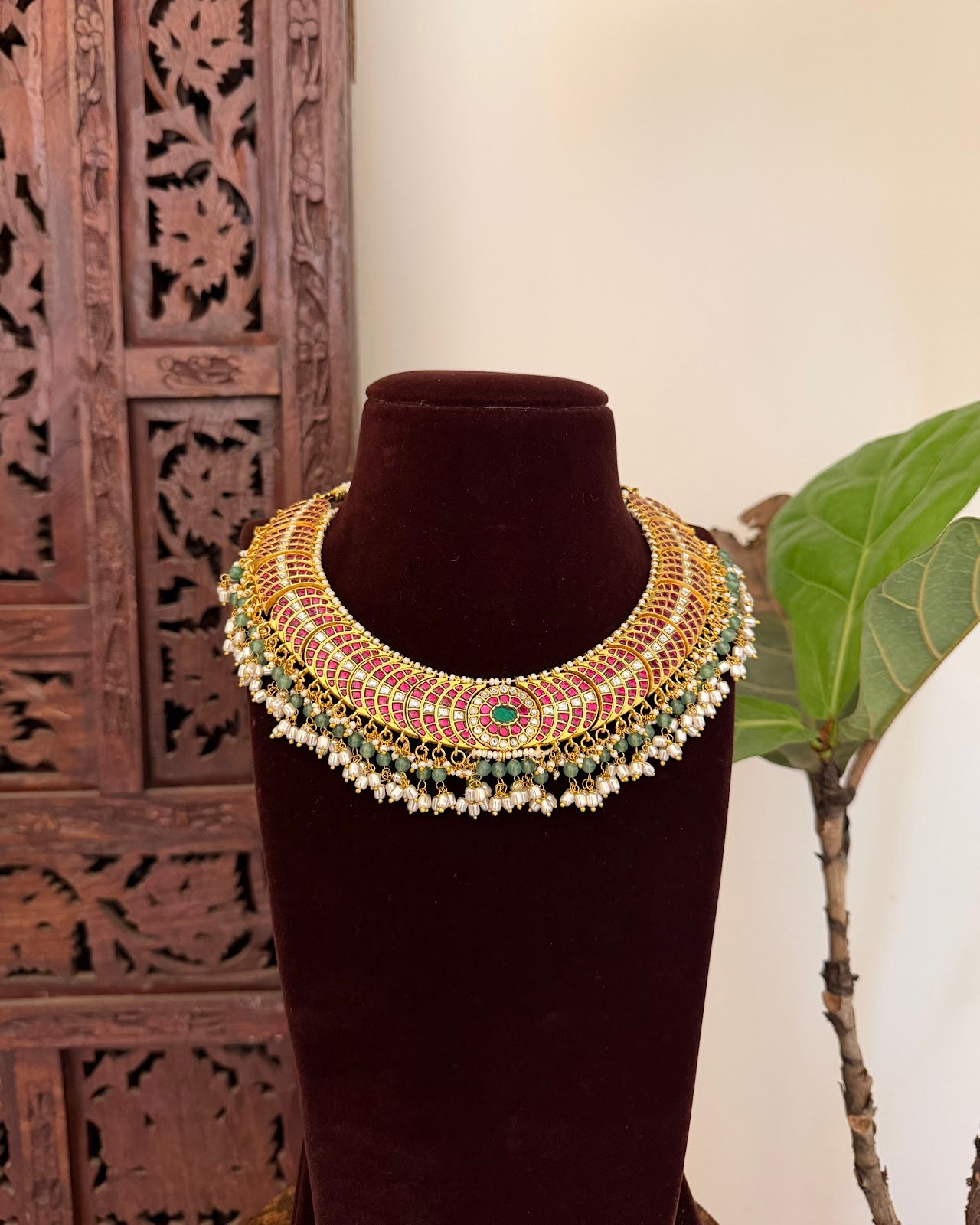 Royal Statement Jadau Kundan Necklace | Handmade Gold Plated | NC783