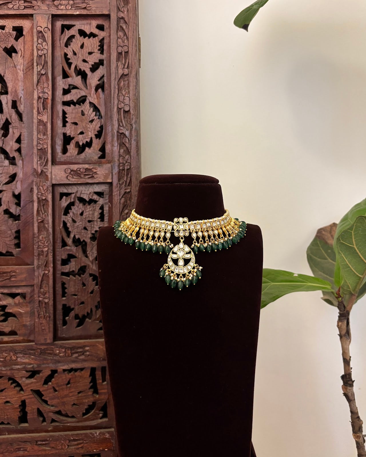Jadau Kundan Statement Choker Necklace | White | Handmade Gold Plated | NC773