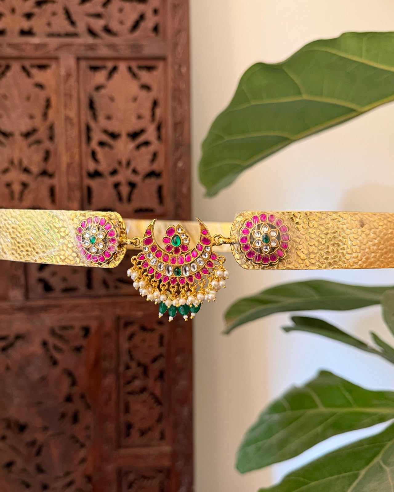 Jadau Kundan Minimal Moon Hipbelt | Handmade Gold Plated | WB047
