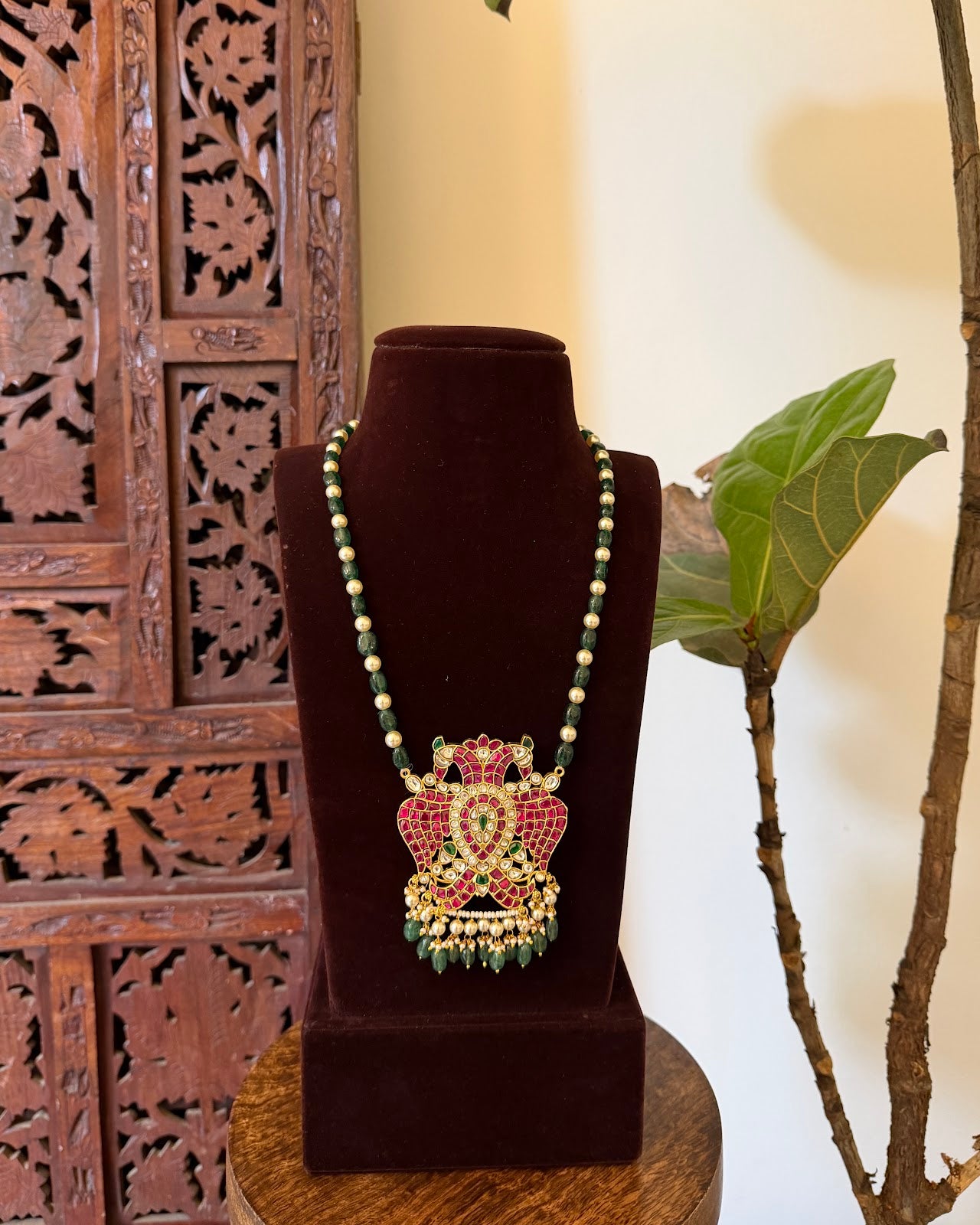2 in 1 Royal Gandaberunda Multicolor Peacock Jadau Kundan Pendant Necklace | Handmade Gold Plated | NC787
