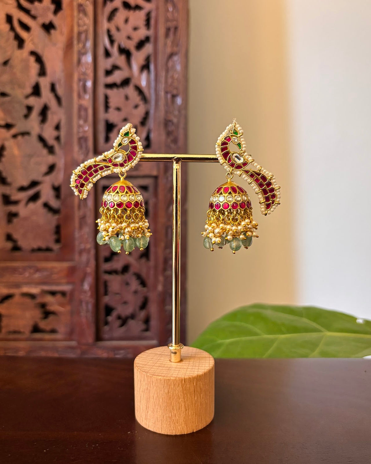 Classical Peacock Kundan Jhumkas | Multicolor Handmade Gold Plated | ER487