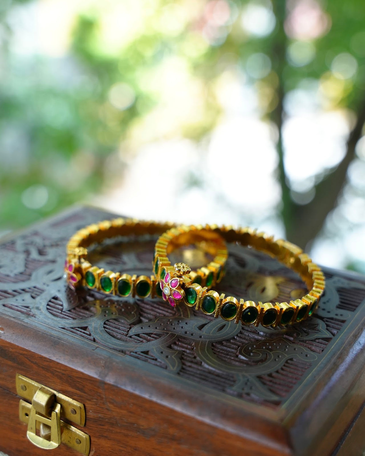 Minimal Jadau Kundan Green Kada Bangle | BA154 | BA155 | BA156
