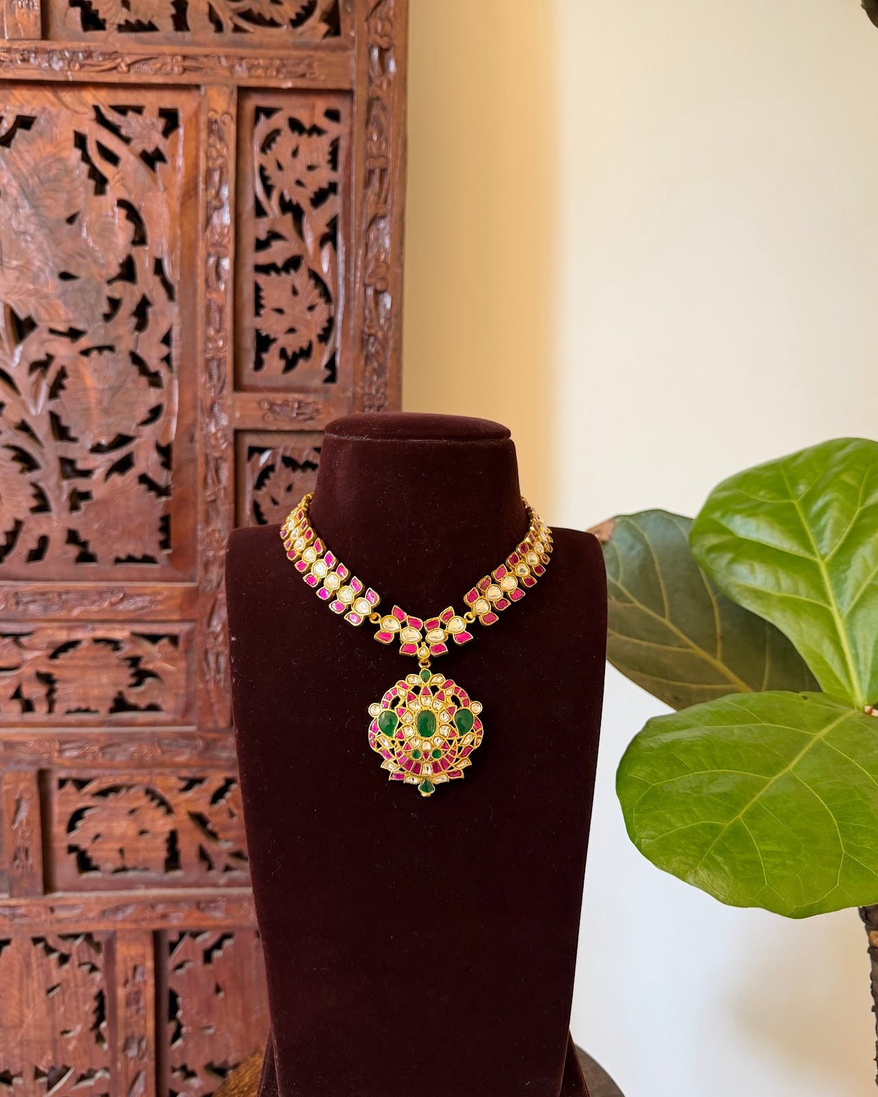 3 in 1 Jadau Kundan Necklace | Handmade Gold Plated | NC730