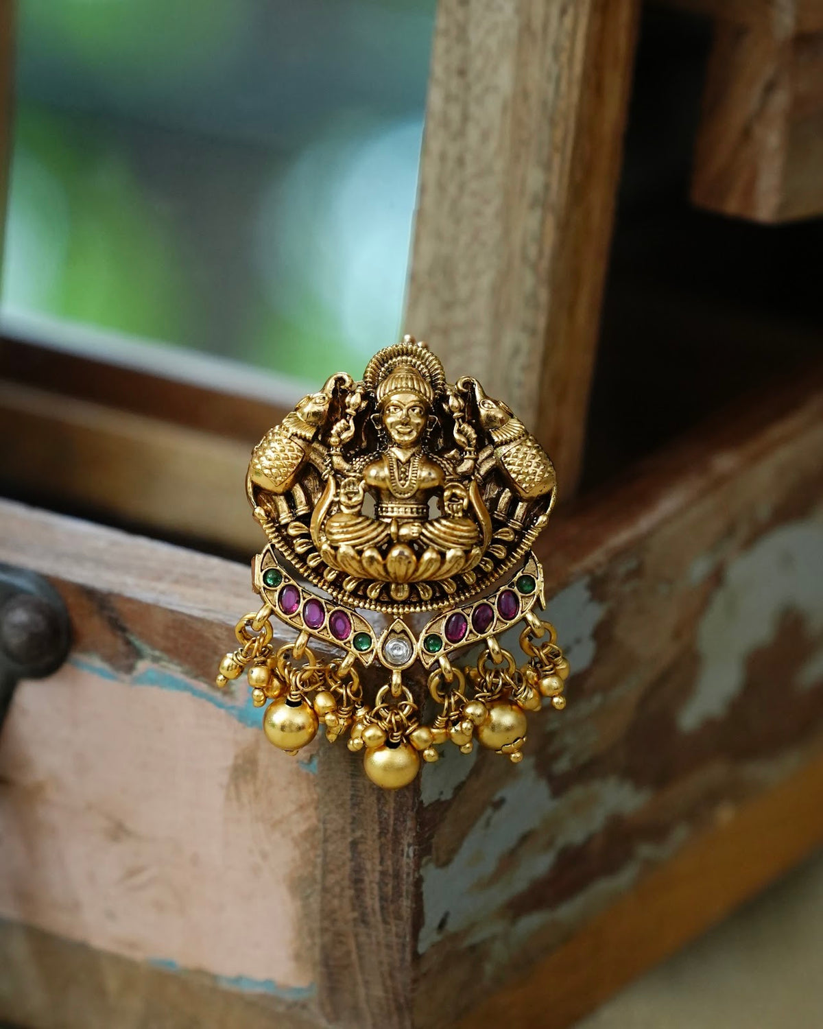 Classic Lakshmi & Elephant Traditional Hair Pendant| HA436