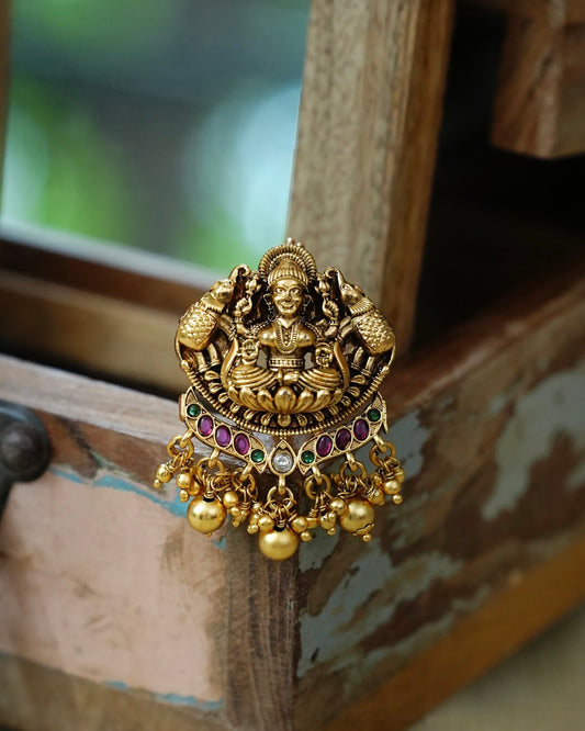 Classic Lakshmi & Elephant Traditional Hair Pendant| HA436