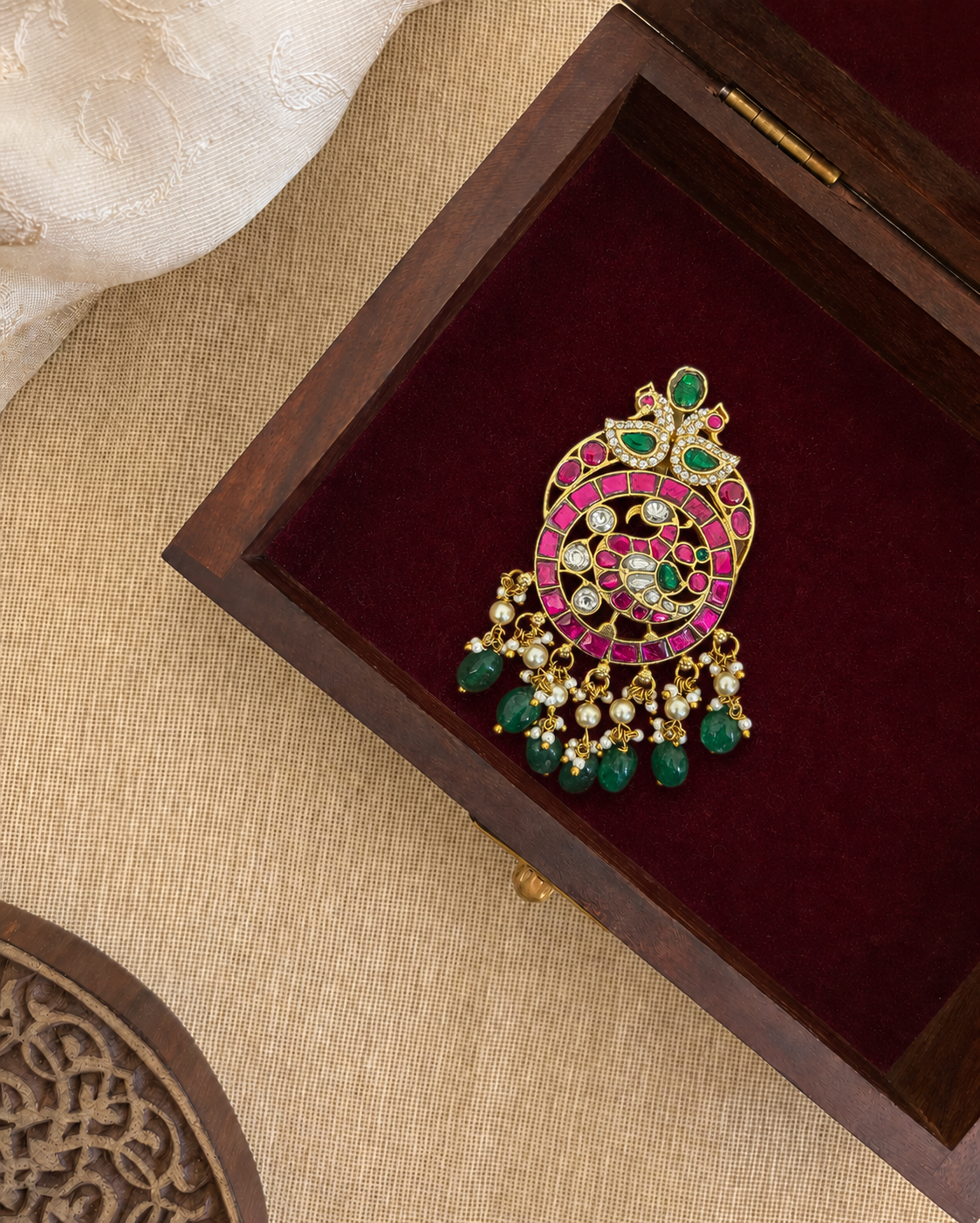 Jadau Kundan Hair Pendant | Handmade Gold Plated | HA381