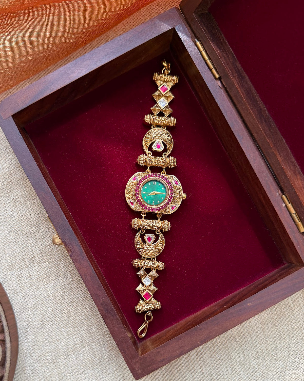 Traditional Pachi Kundan Designer Watch | Handmade Gold Plated | WA002