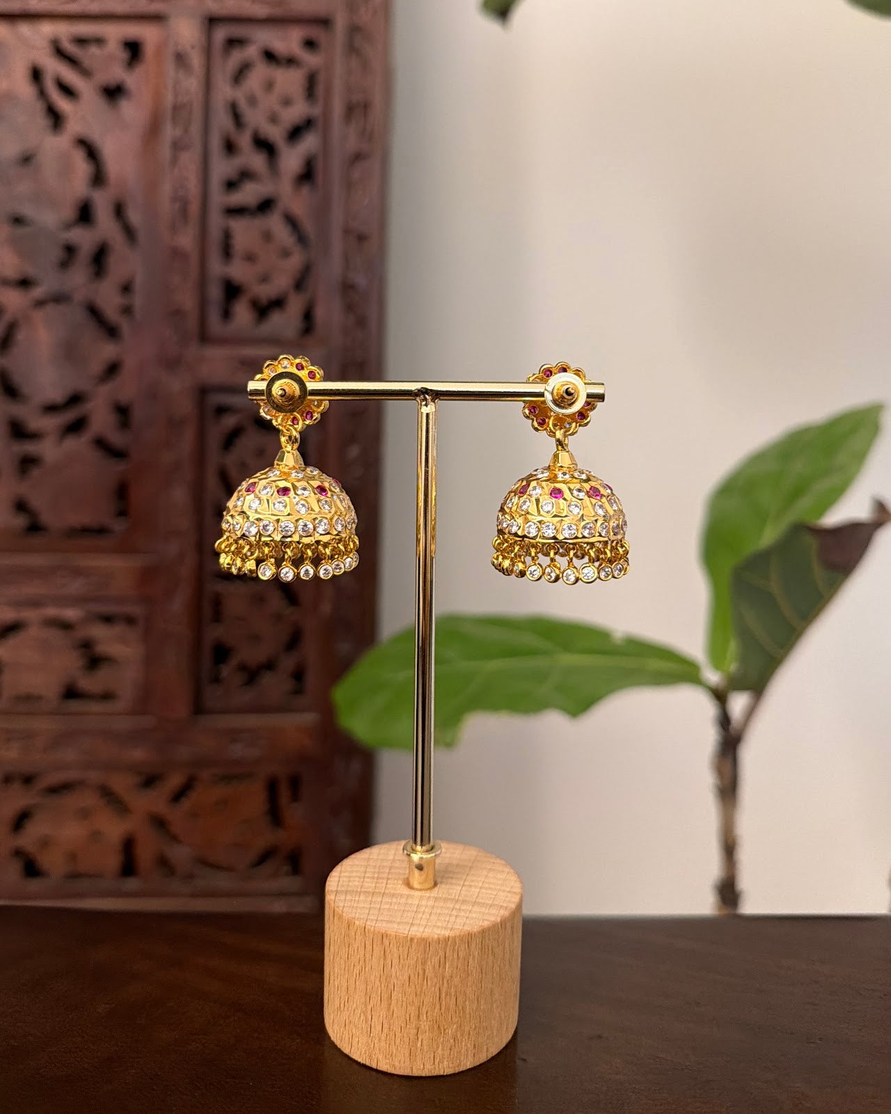 Vintage Impon Jhumkas | Handmade Gold Tone | ER460