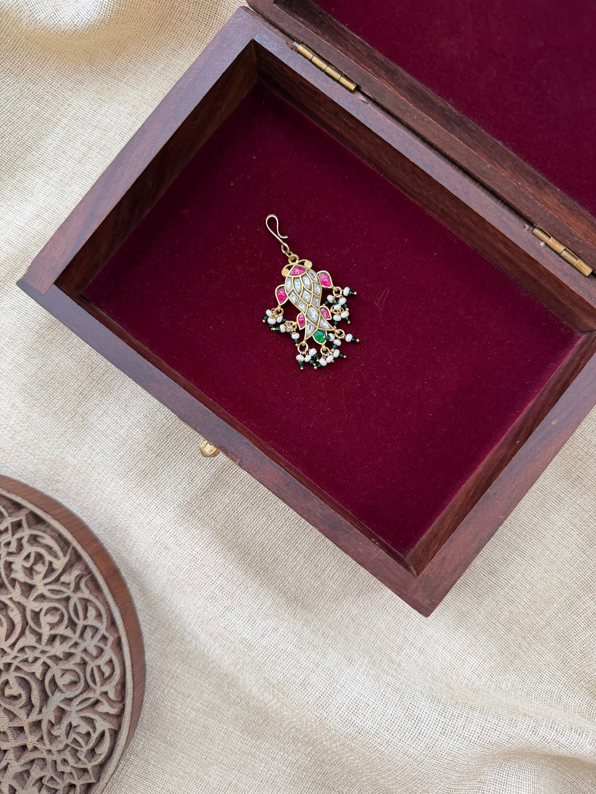 Royal Floral Jadau Maang Tikka | Multi Colour | Handmade Gold Plated | MT383