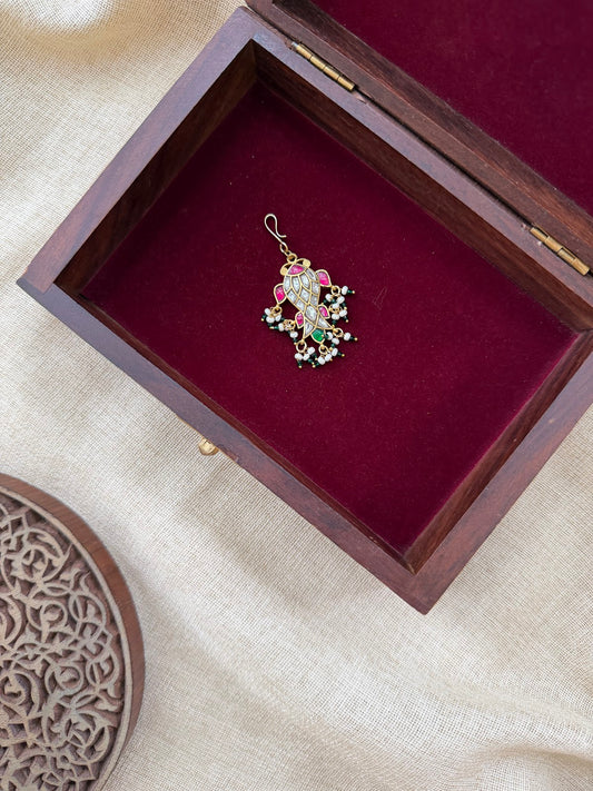 Royal Floral Jadau Maang Tikka | Multi Colour | Handmade Gold Plated | MT383