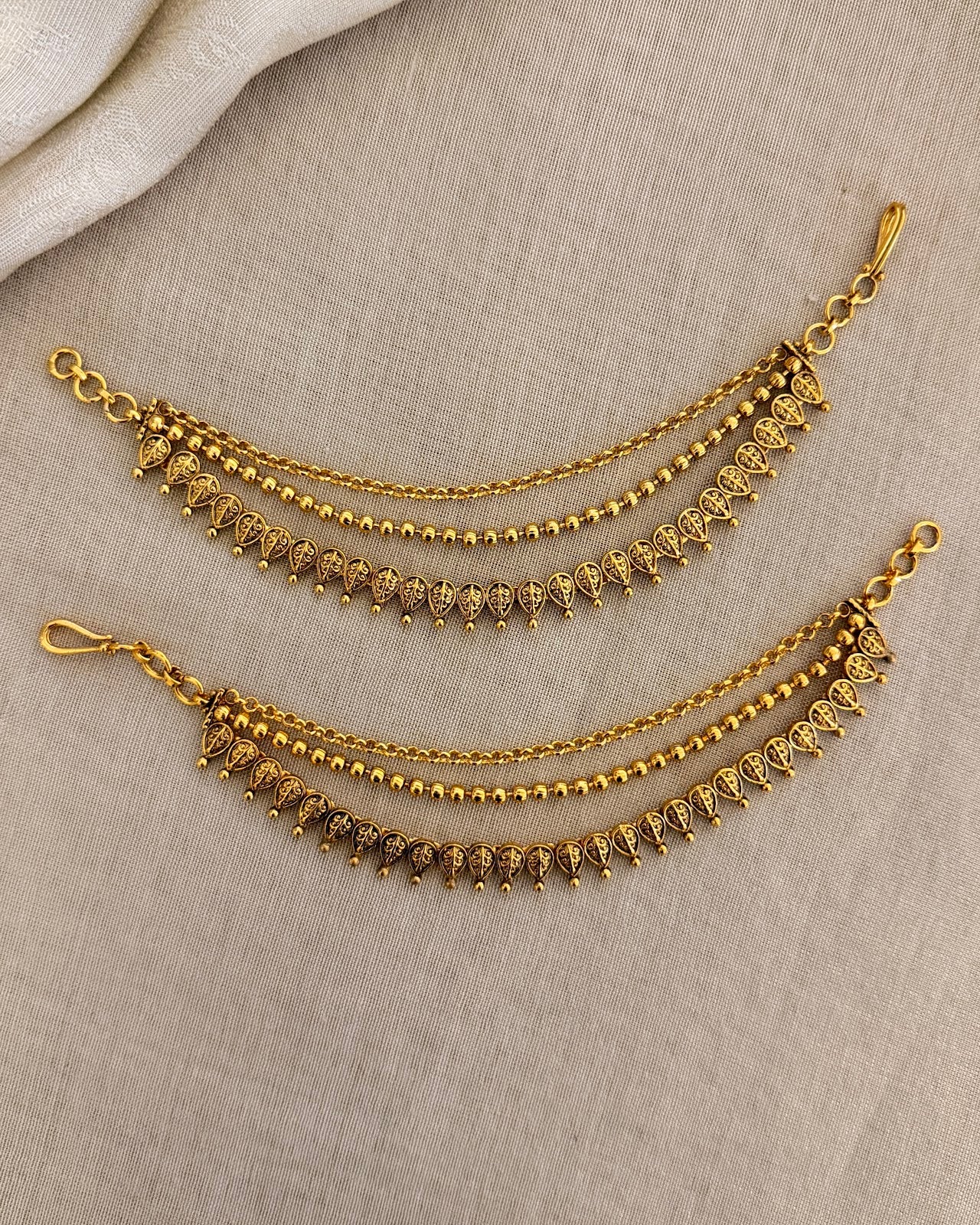 Antique Gold 3-Layer Vintage Ear Chain EC198