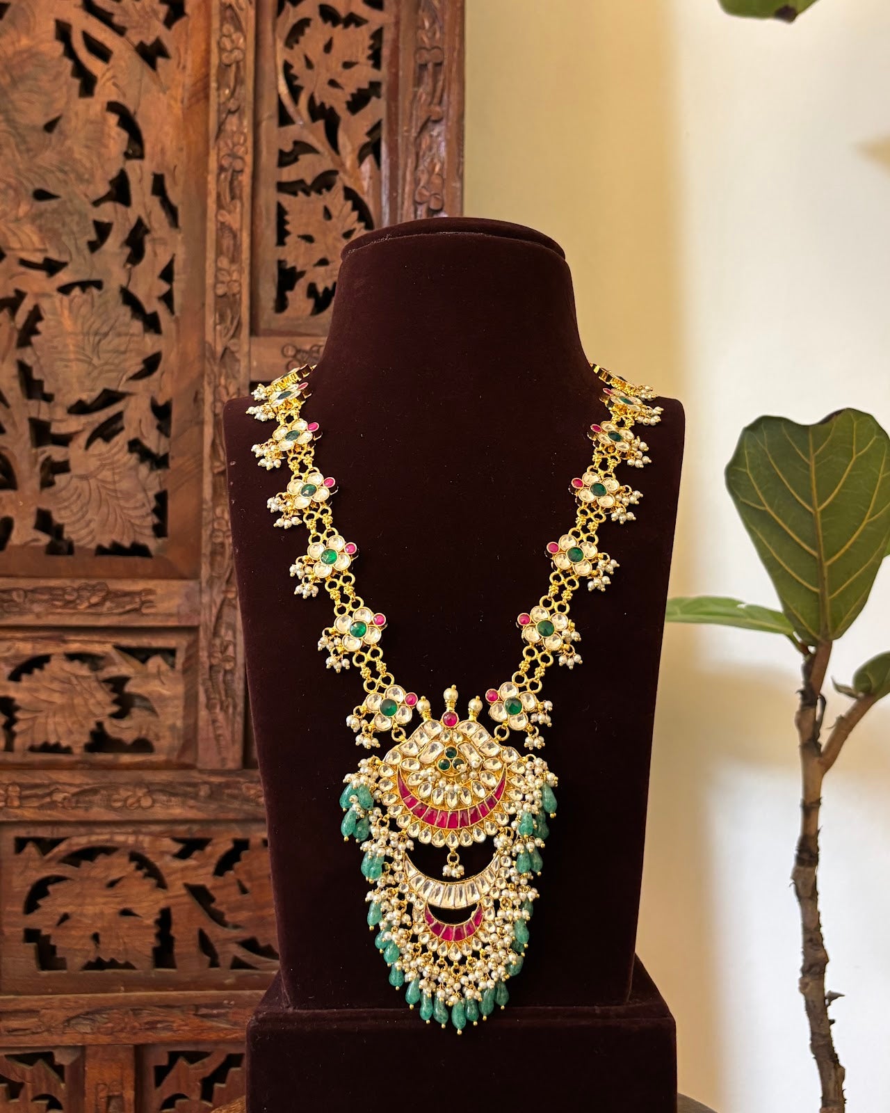 Royal Pachi Kundan Necklace & Earrings Set | Handmade Gold Plated | NC744